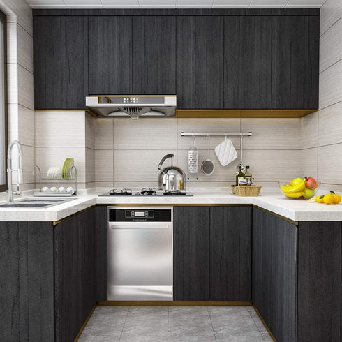 WESTICK Black Peel and Stick Wallpaper Countert Top Peel and Stick Countertops for Kitchen Sticky Wallpaper Vinyl Countertop Peel and Stick Cabine...